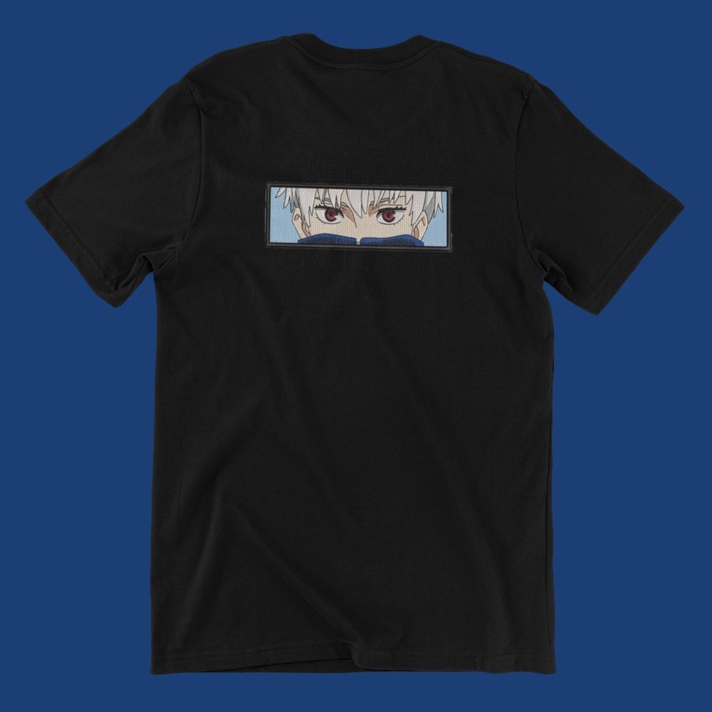 New- White&black Embroidered anime box T-shirt